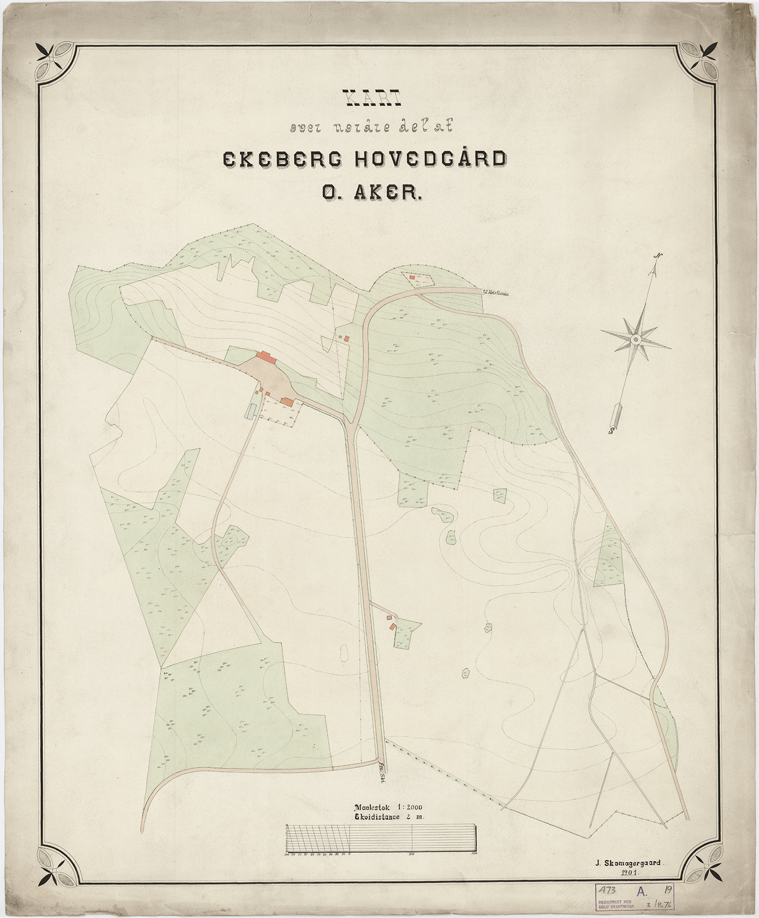 Kart over Ekeberg 1901.